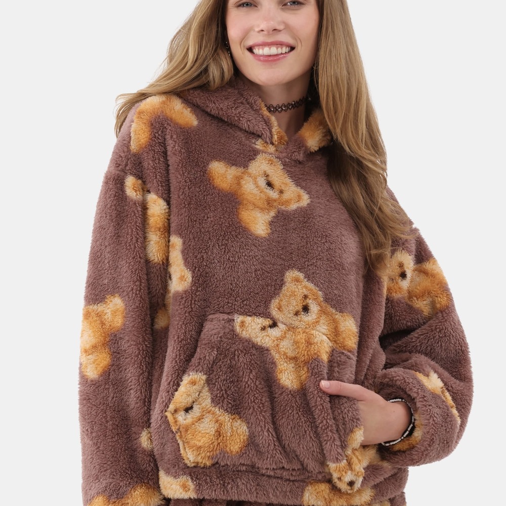 Print Plush Hoodie and Joggers Set - Image 2