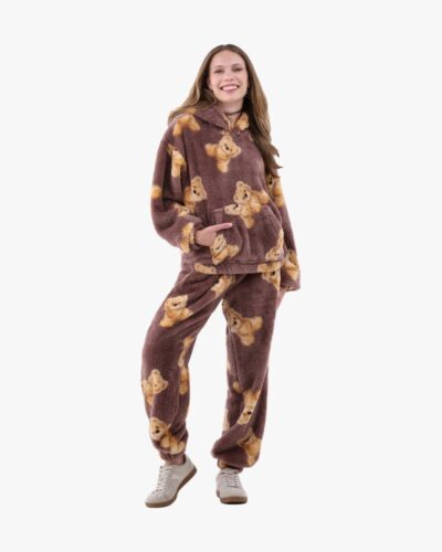 Print Plush Hoodie and Joggers Set
