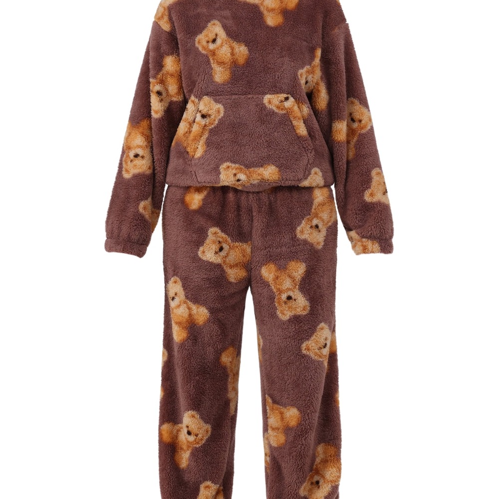 Print Plush Hoodie and Joggers Set - Image 6