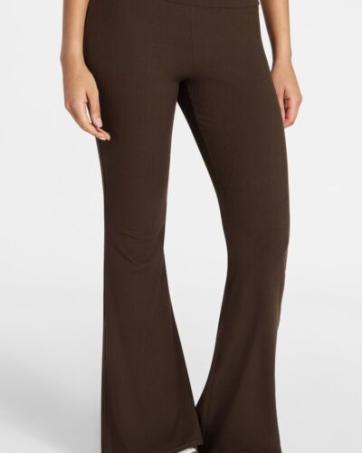 Women's Ribbed Knit Flare Pants - Image 2