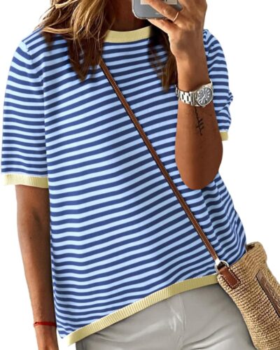 Women's Striped Pullover Sweater - Image 14