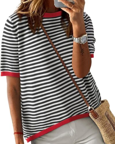 Women's Striped Pullover Sweater - Image 15