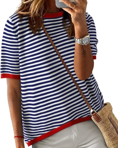 Women's Striped Pullover Sweater - Image 20