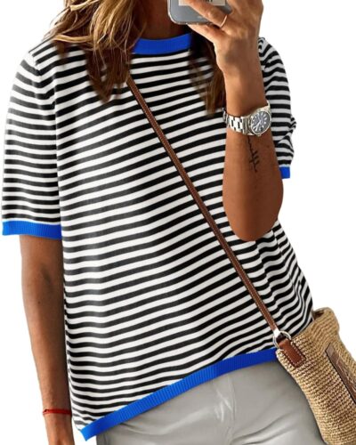 Women's Striped Pullover Sweater - Image 6