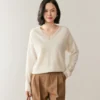 Women's V-Neck Cashmere Sweater - Image 2